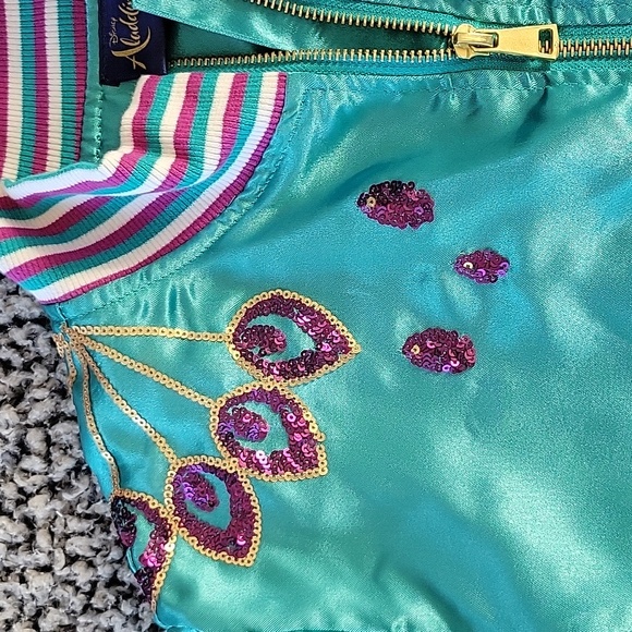 Disney's Aladdin Girls Jacket Teal with Sequins Size 7/8 - Picture 6 of 7